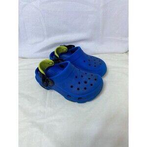 Crocs unisex-child Blue Yellow All Terrain Clogs With Adjustable Heel Strap 12C